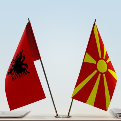 Albania and North Macedonia flags